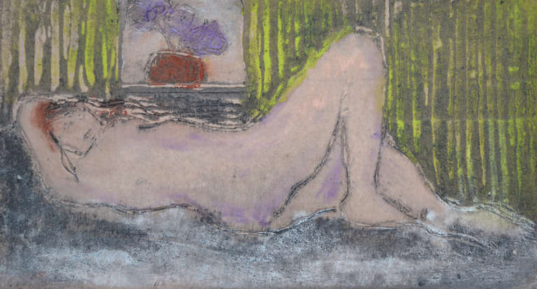 Ian Laurie Nude Print - In The Purple:Contemporary Limited Edition Etching