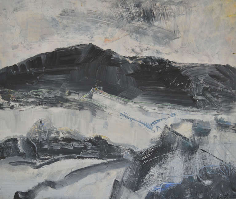 Landscape Painting Peter Rossiter - New Black & White : Paysage expressionniste abstrait contemporain 
