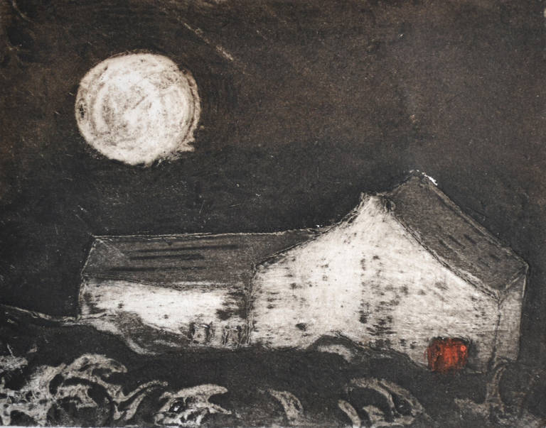 Ian Laurie Landscape Art - Full Moon, Red Door