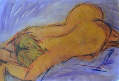 Le corps lilas : peinture technique mixte sur papier d'Angela Lyle