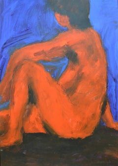 Nudo al neon: Pittura a tecnica mista su carta di Angela Lyle