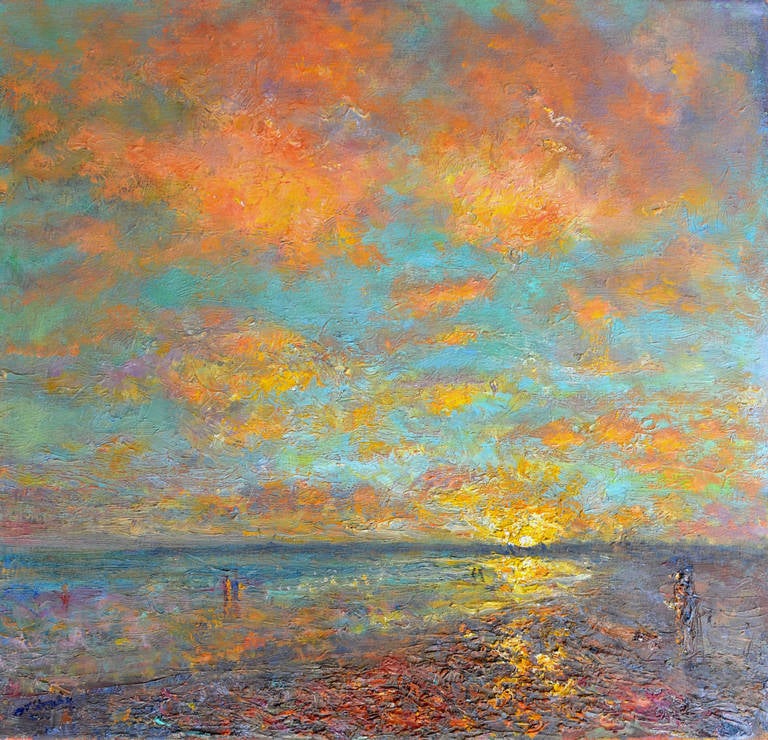 Michael Strang Landscape Painting - Long Rock Beach, Sunset