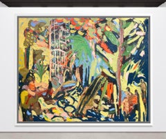 Escalier en colimaçon dans la Nature. Peinture à l'huile expressionniste abstraite contemporaine