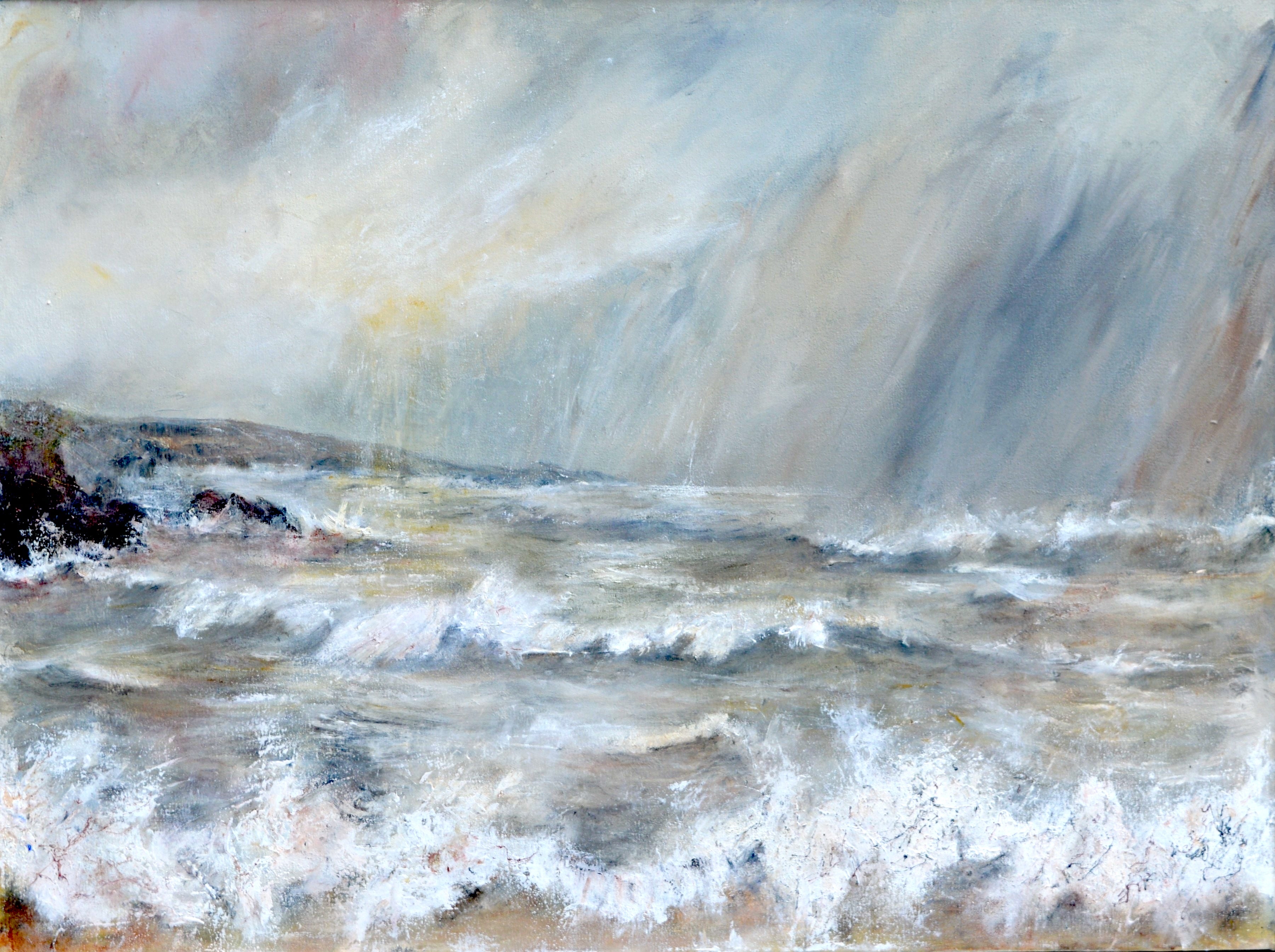 Penny Rumble Landscape Painting - Elemental. Contemporary Seascape Oil Painting