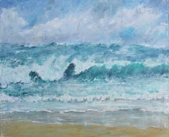 Too Rough to Swim, Impressionist Oil Painting, Framed, 2010-