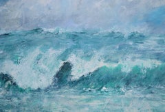 Too Rough to Swim, Impressionist Oil Painting, Framed, 2010-