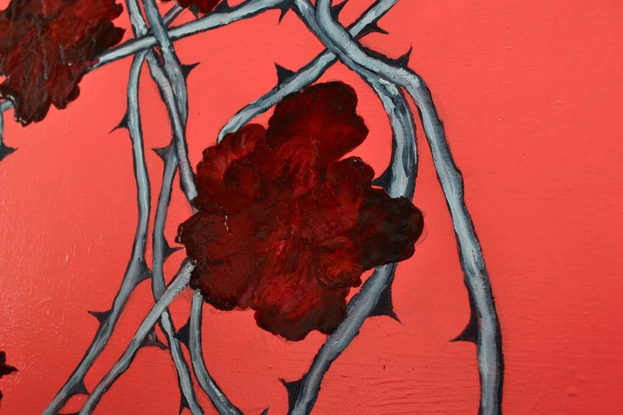 Rosa Rose-Verzweigung  (Abstrakt), Painting, von Susan Bleakley