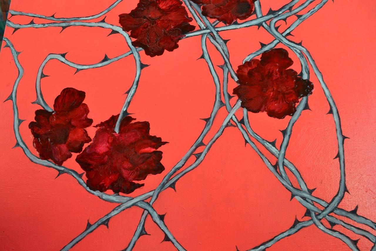 Rosa Rose-Verzweigung  (Pink), Abstract Painting, von Susan Bleakley