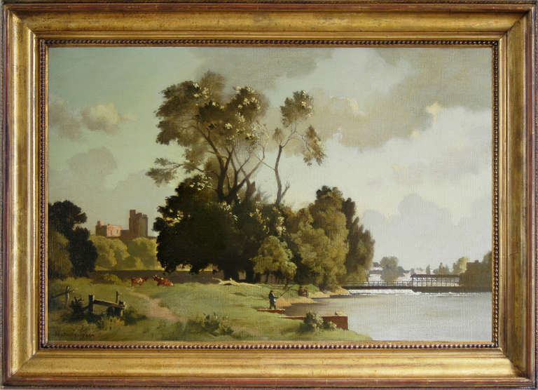 BERTRAM NICHOLLS PRBA Landscape Painting - The weir at Windsor