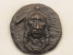Plains Indian Medallion, bronze, Nambe, Allan Houser, small life-time casting