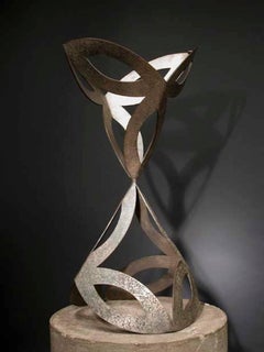 ABOVE & BELOW by Jeffrey Maron, abstract sculpture, NYC artist, metal, patina