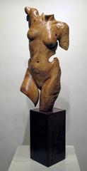 Torso, female nude wood sculpture