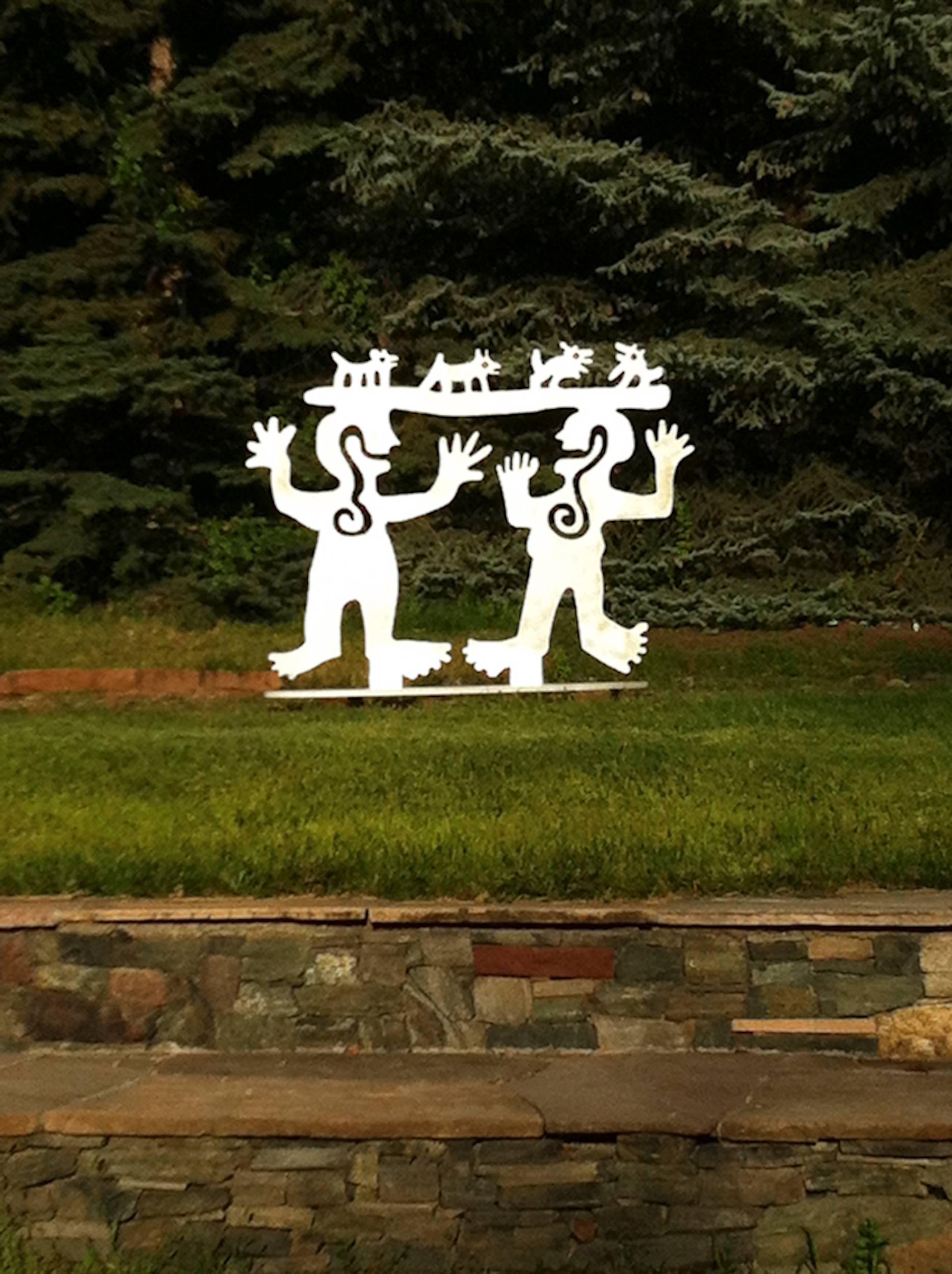 Two Minds Meeting, silver aluminum contemporary Native American sculpture Navajo - Contemporary Sculpture by Melanie Yazzie