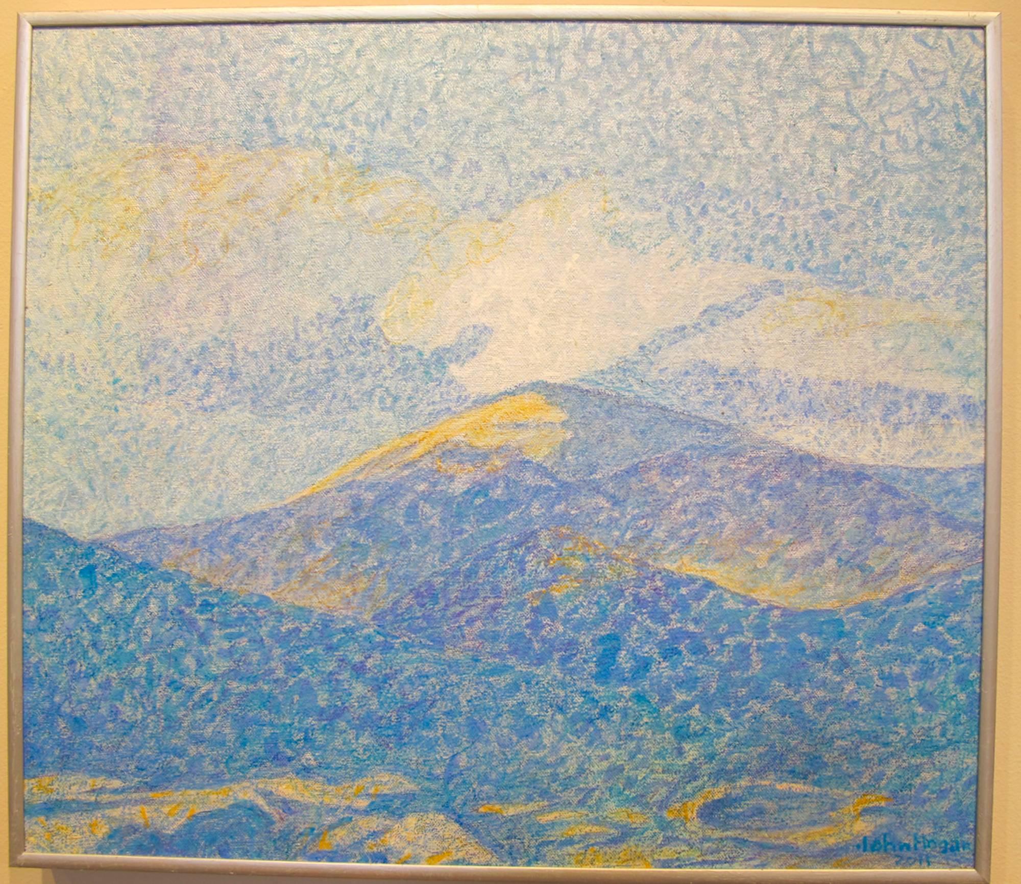 Nuages au-dessus d'un cerf-volant, peinture unique de paysage du nouveau Mexique, nuages, montagnes