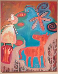 Missing Glove at Red Lake, original painting, reds, browns Navajo