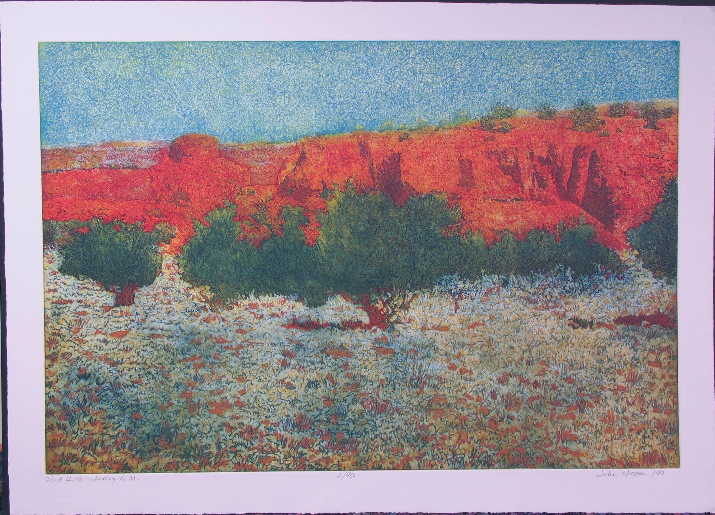 John Hogan Landscape Print - Red Hills, Jemez, NM