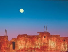 Dusk, Hopi Arizona landscape lithograph contemporary by Dan Namingha purple pink
