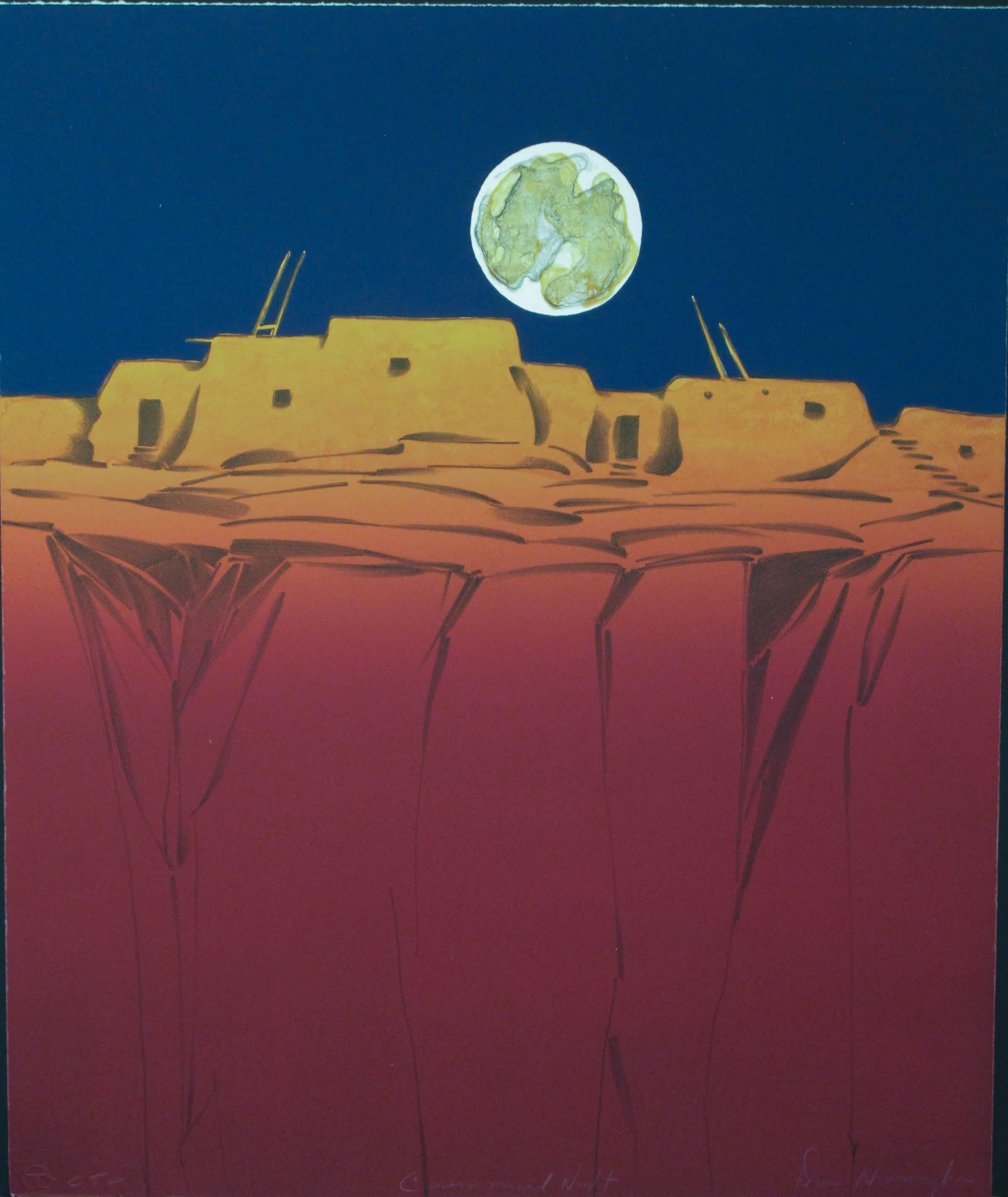 La nuit cérémonielle de Dan Namingha, édition limitée, lithographie, Hopi, paysage

lithographie en édition limitée tirée à la main Tamarind Institute signée et numérotée par l'artiste  Glenn Green Galleries présente également des peintures, des