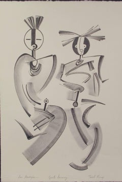 Spirits Dancing, black white limited edition lithograph Hopi