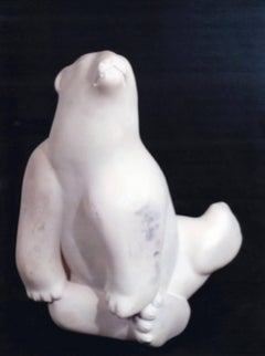 Polar Bear, white stone sculpture