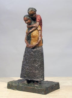 Con Amor by Eduardo Oropeza bronze, embracing couple, multi-colored patina 