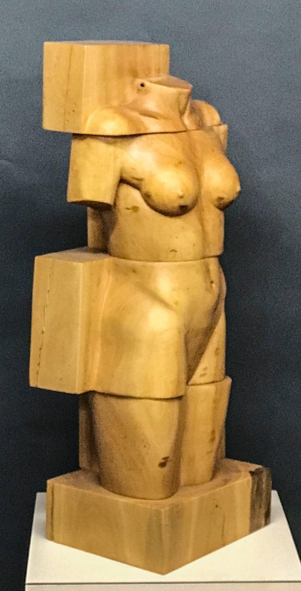 Troy Williams Nude Sculpture - Blocked Torso, wood, female nude