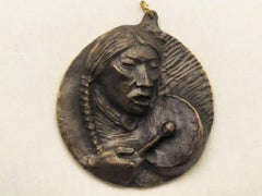 Vintage Plains Drummer medallion bronze by Allan Houser Apache 