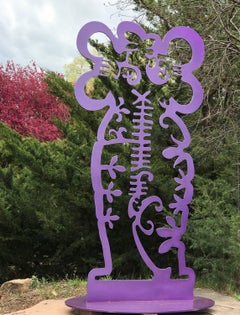 Pollen Keeper II Melanie Yazzie, aluminum sculpture, Navajo, purple, vertical