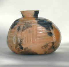 Tangaroa, ceramic vessel paua shell inlay, contemporary Maori artist Wi Taepa