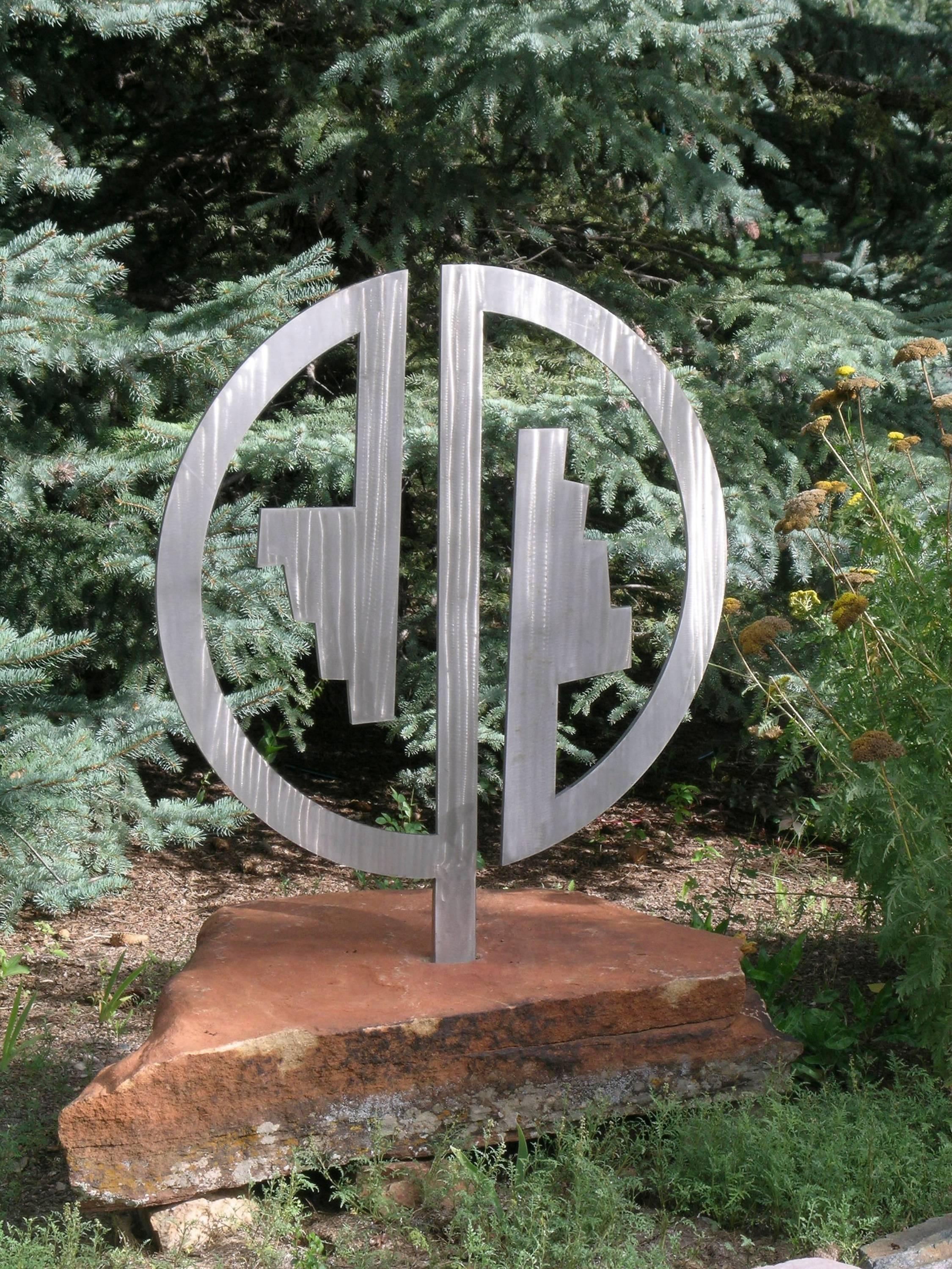 ART DECO CLOUD STEPS, Glenn Green, Santa Fe, art deco sculpture, silver steel