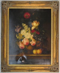 Still Life with Flowers and Fruit on a Table, French school