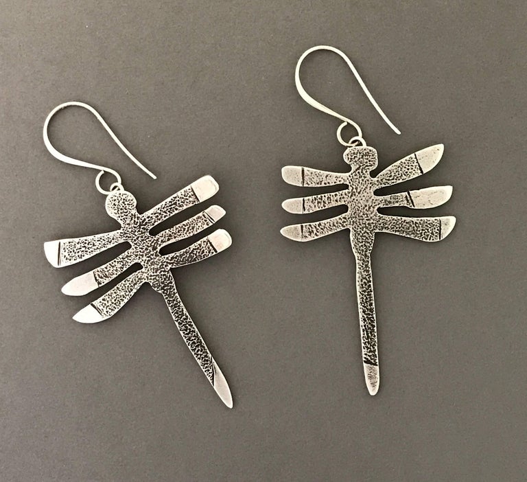 My Protectors, sterling silver dragonfly earrings, Navajo - Art by Melanie A. Yazzie