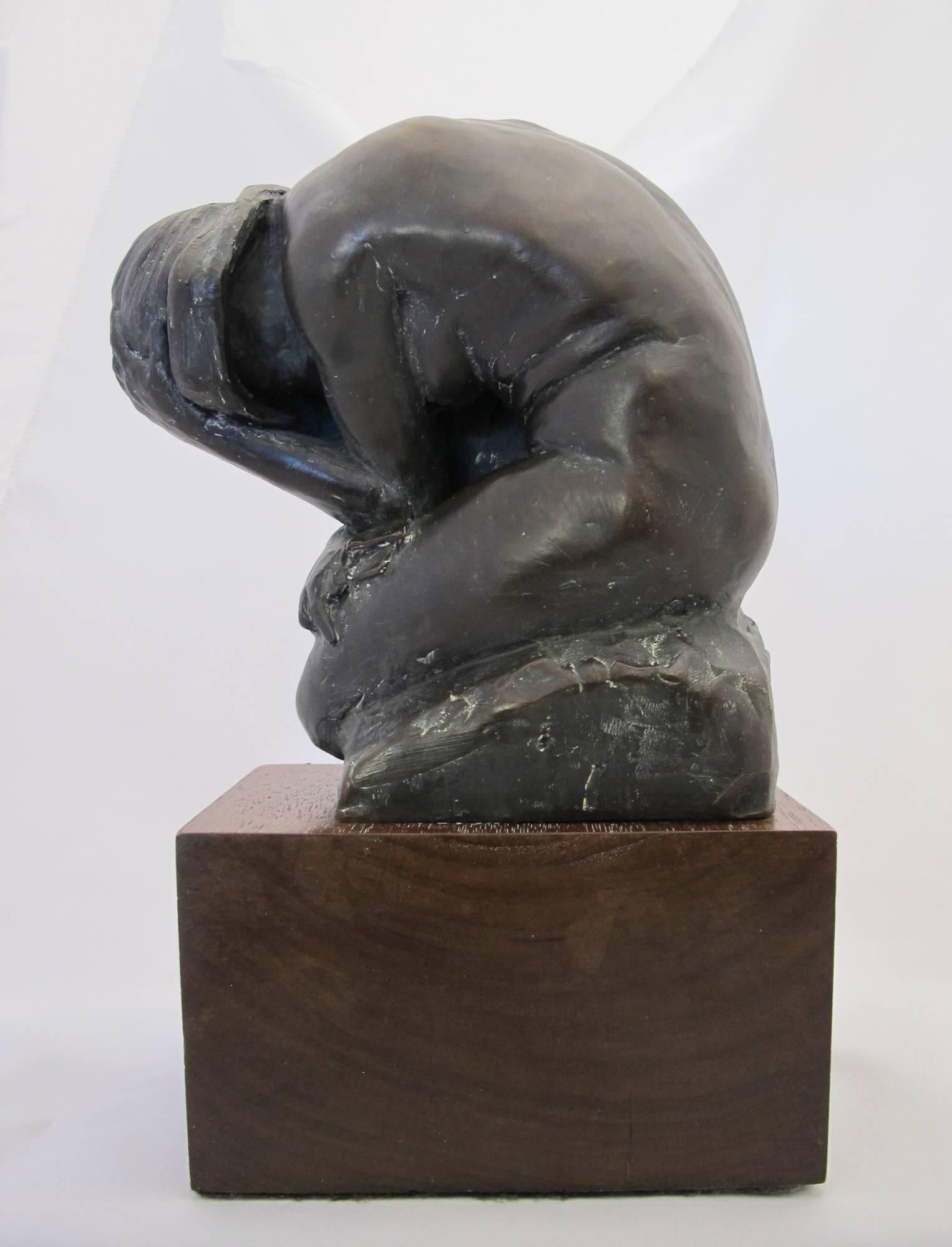 Indigo, bathing nude, bronze sculpture - Sculpture by Paul Moore