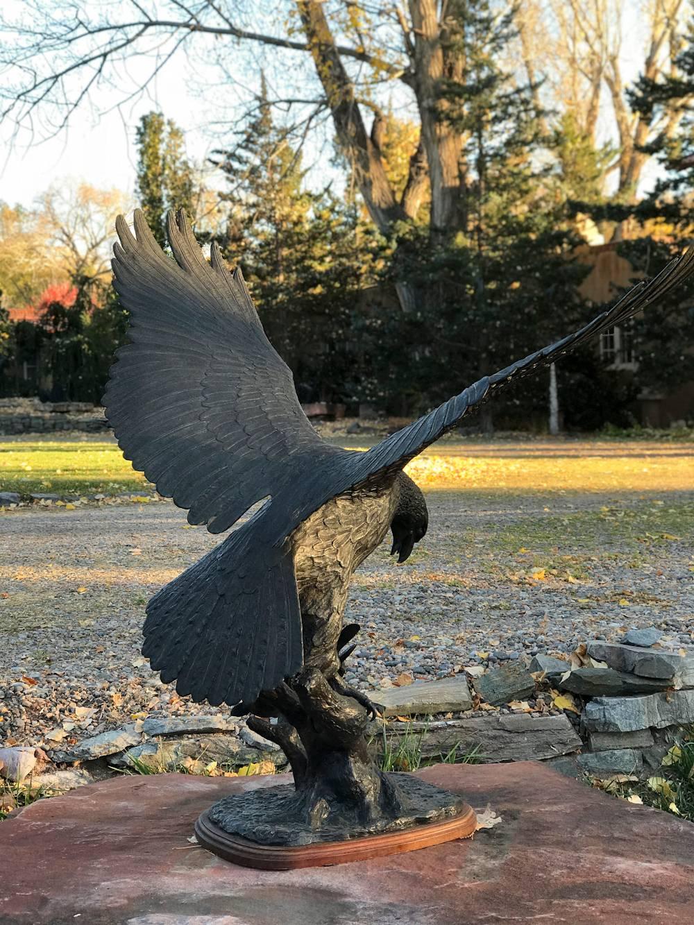 Hawk and Rabbit, wildlife scene bronze action sculpture hawk captures rabbit 2