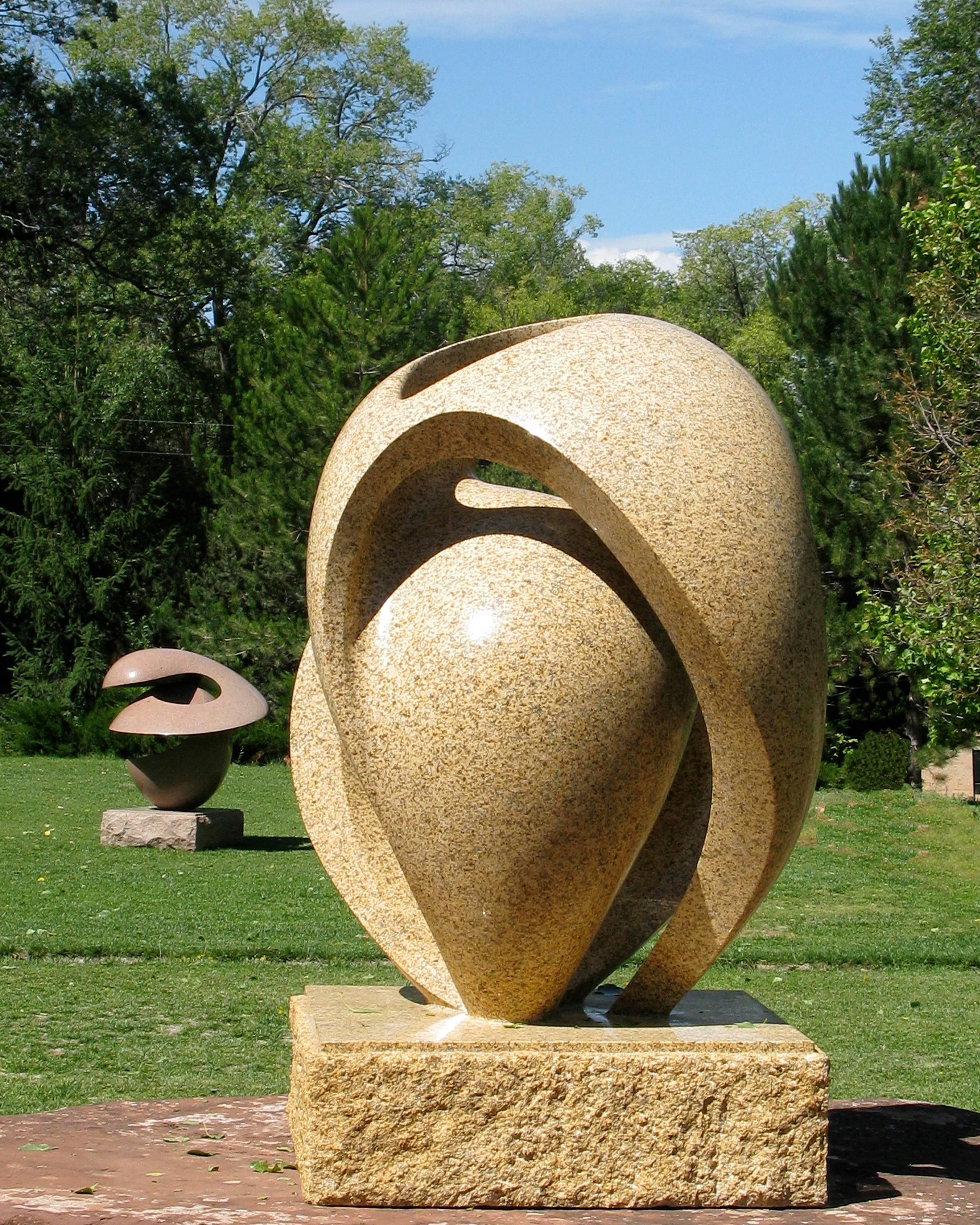 Escutcheon, by Khang Pham-New gold granite, contemporary abstract sculpture  

Polished yellow/golden granite abstract sculpture perfect for installation in a sculpture garden or indoors. Granite is a durable material that can withstand all types of