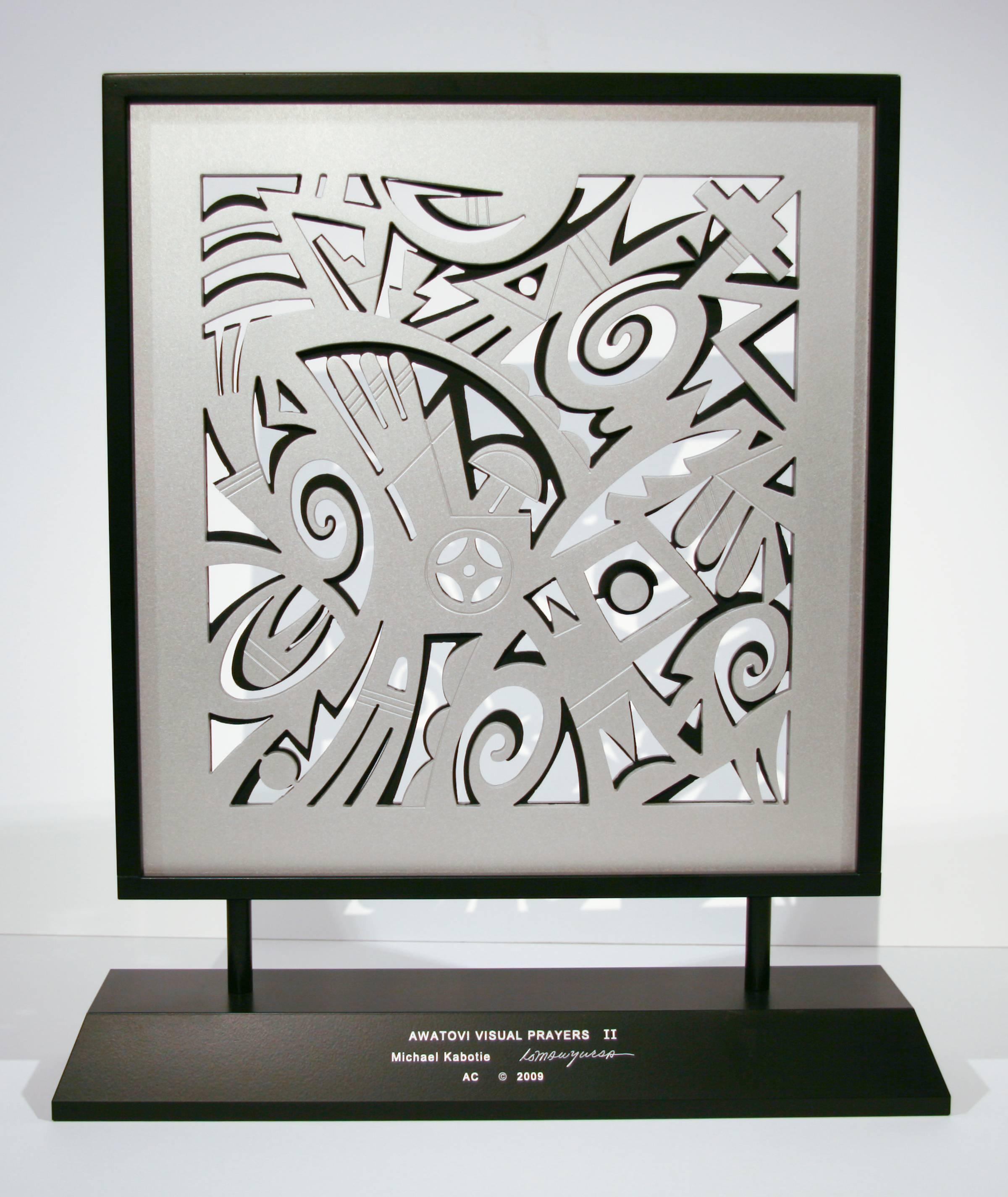 Awatovi Visual Prayers, Michael Kabotie Hopi overlay, silver black contemporary - Art by Michael Kabotie (Lomawywesa)