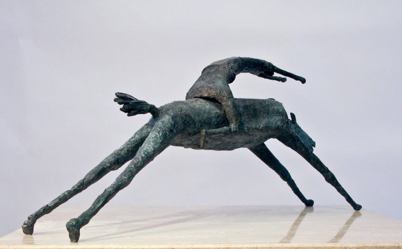 Rider on Horse - Sculpture by Eduardo Oropeza