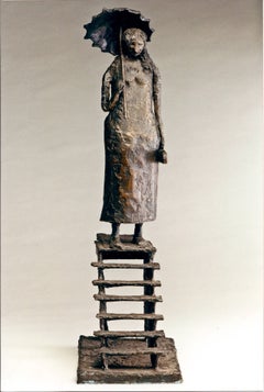 Stairway of Illusions, by Eduardo Oropeza, bronze sculpture, woman, violin