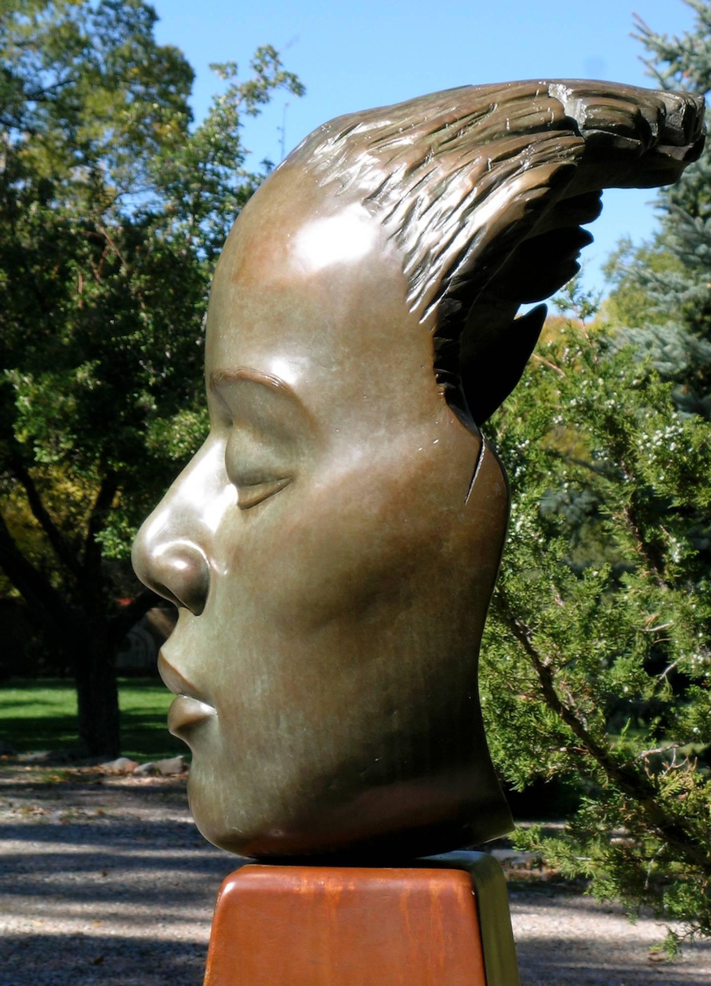 Reflejos, busto femenino en bronce escultura contemplativa pacífica Troy Williams en venta 5