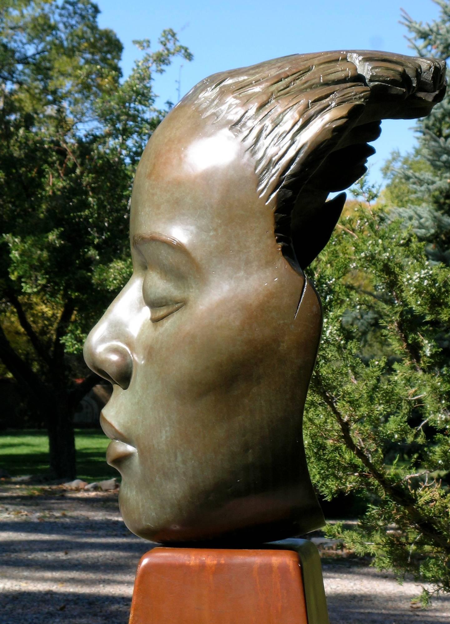 Reflections, bronze female bust sculpture contemplative peaceful Troy Williams For Sale 2