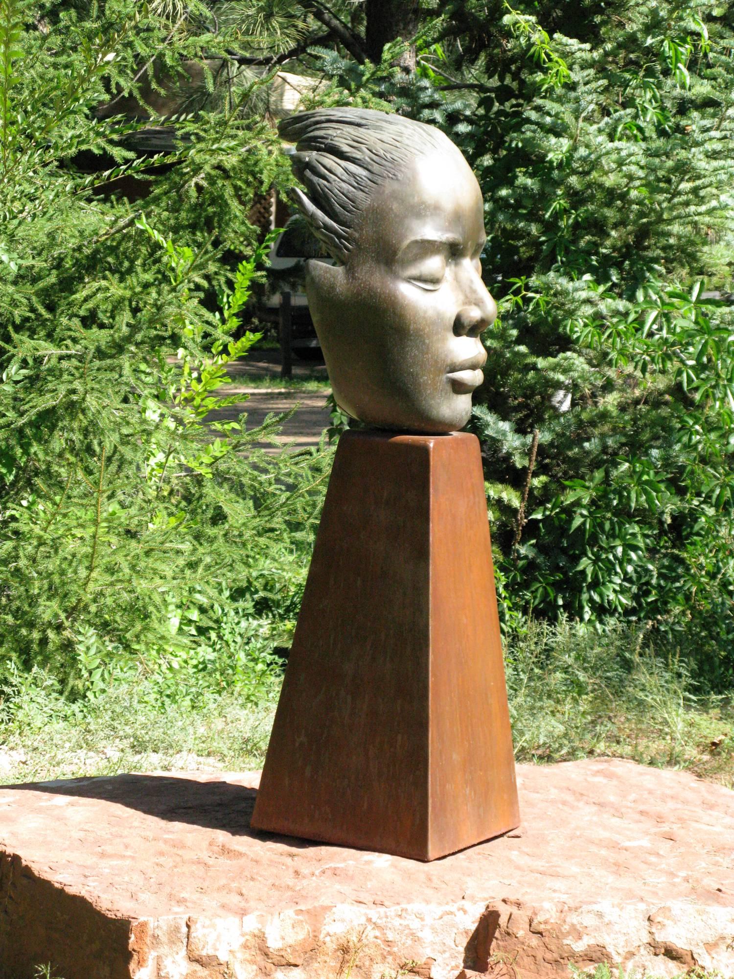 Reflections, bronze female bust sculpture contemplative peaceful Troy Williams For Sale 1