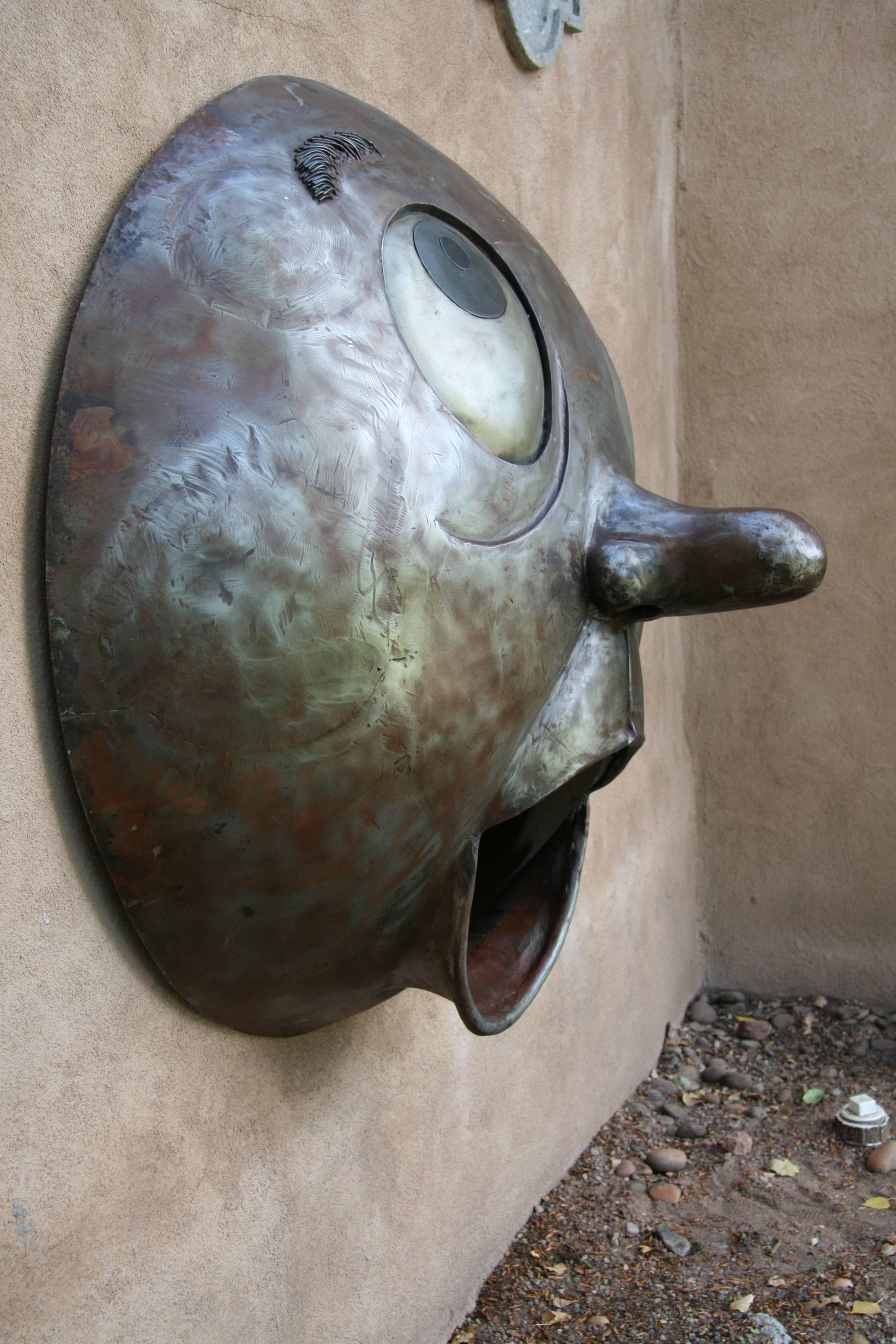 Yelp, Rodger Jacobsen, steel, large wall sculpture, big eyes, humorous, big eyes

wall mounted steel sculpture