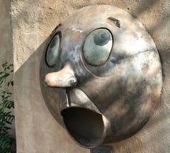 Yelp, Rodger Jacobsen, acciaio, scultura murale di grandi dimensioni, occhi grandi, umoristico, occhi grandi