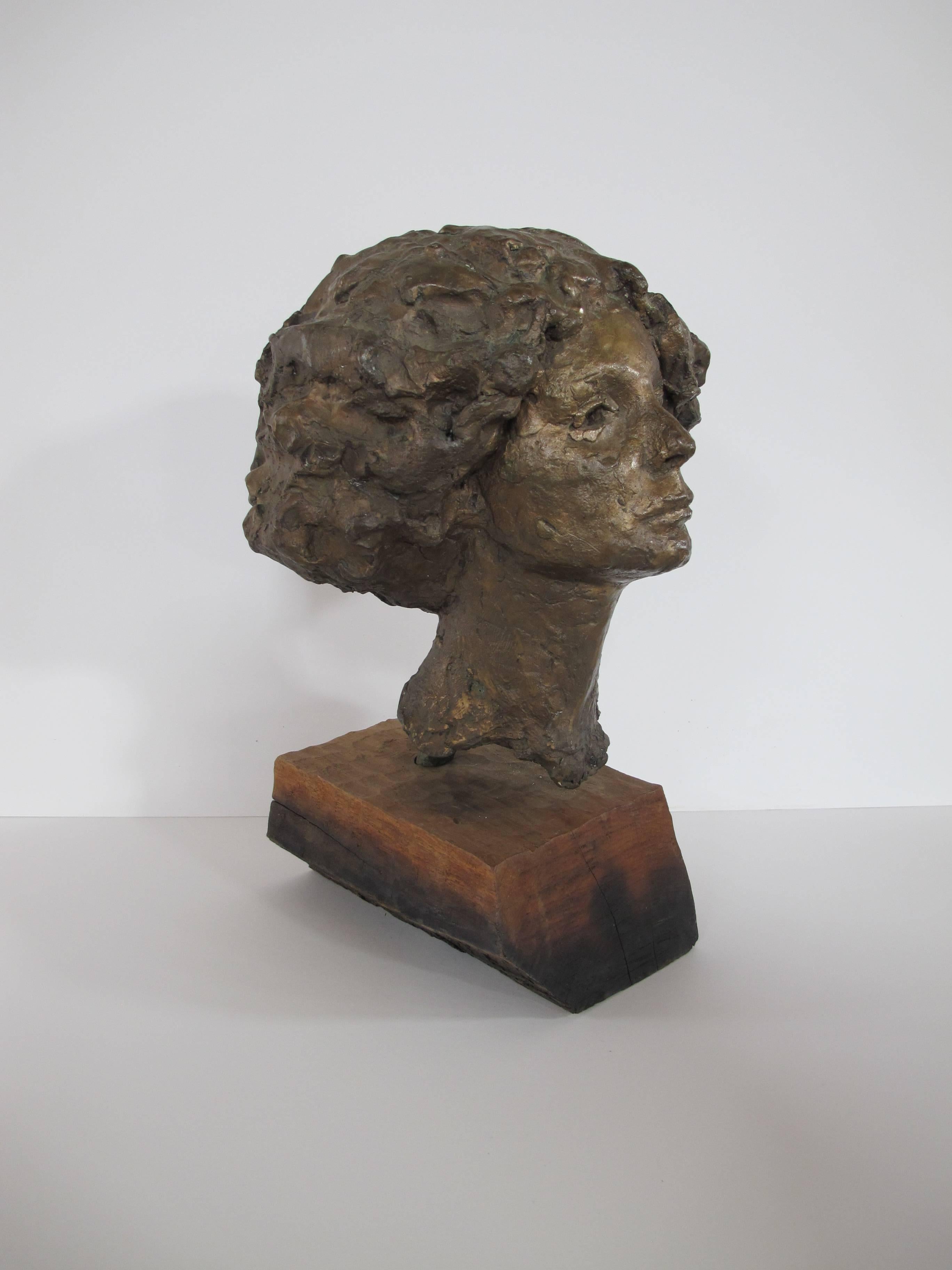 Eilene, bronze portrait, female by John Waddell, Arizona sculptor - Sculpture by John Henry Waddell