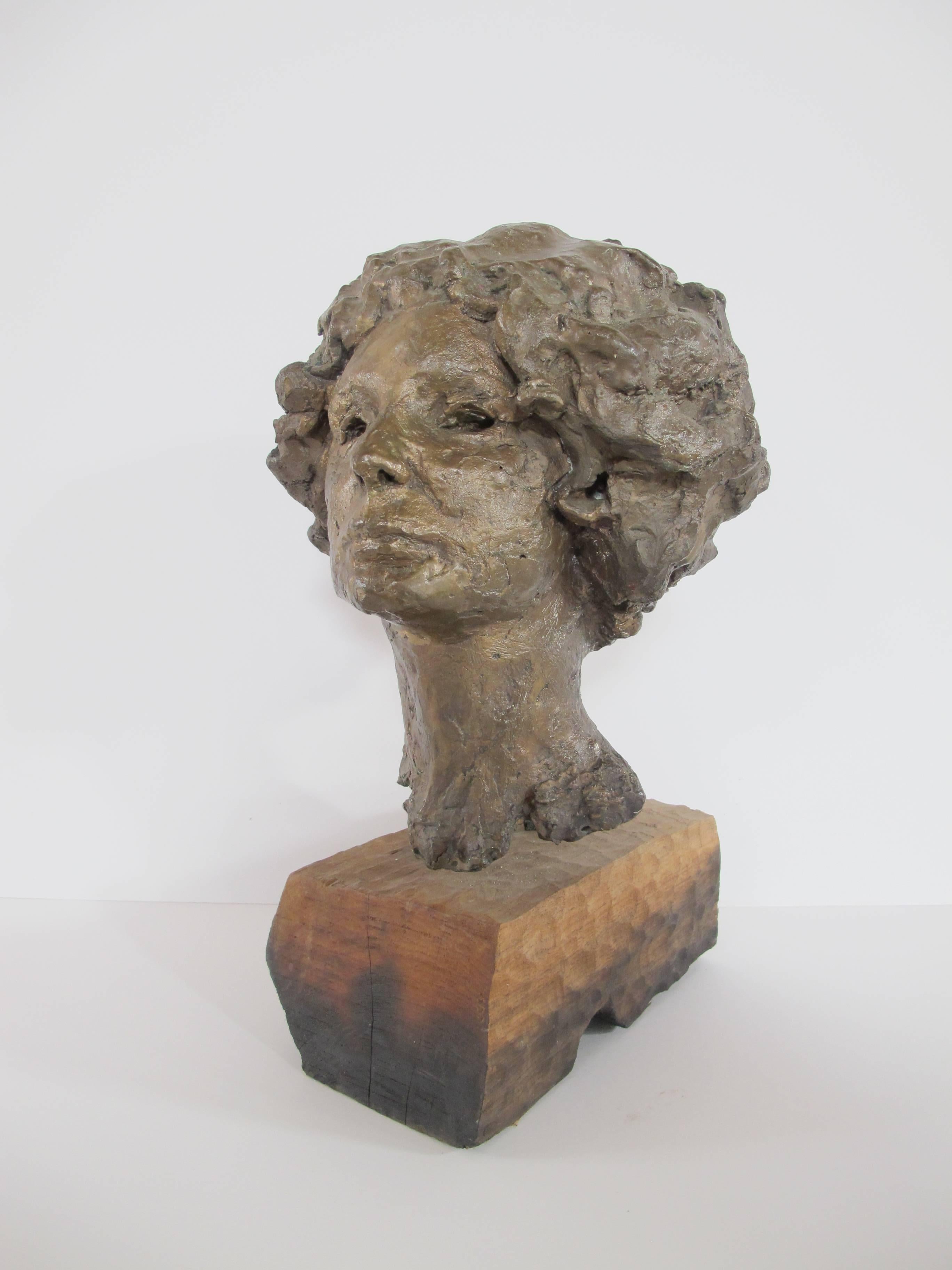 John Henry Waddell Figurative Sculpture - Eilene, bronze portrait, female by John Waddell, Arizona sculptor