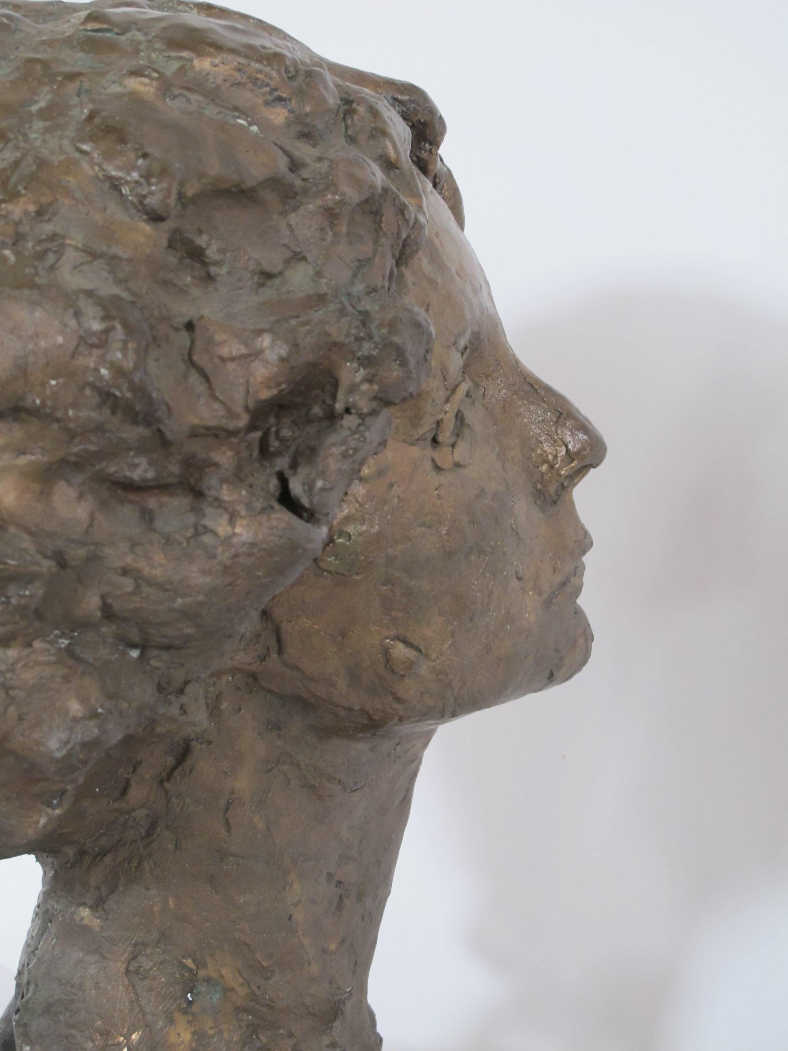 Eilene, bronze portrait, female by John Waddell, Arizona sculptor - Contemporary Sculpture by John Henry Waddell