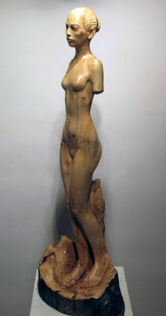 Tree Athena by Troy Williams female nude blonde wood sculpture Santa Fe artist