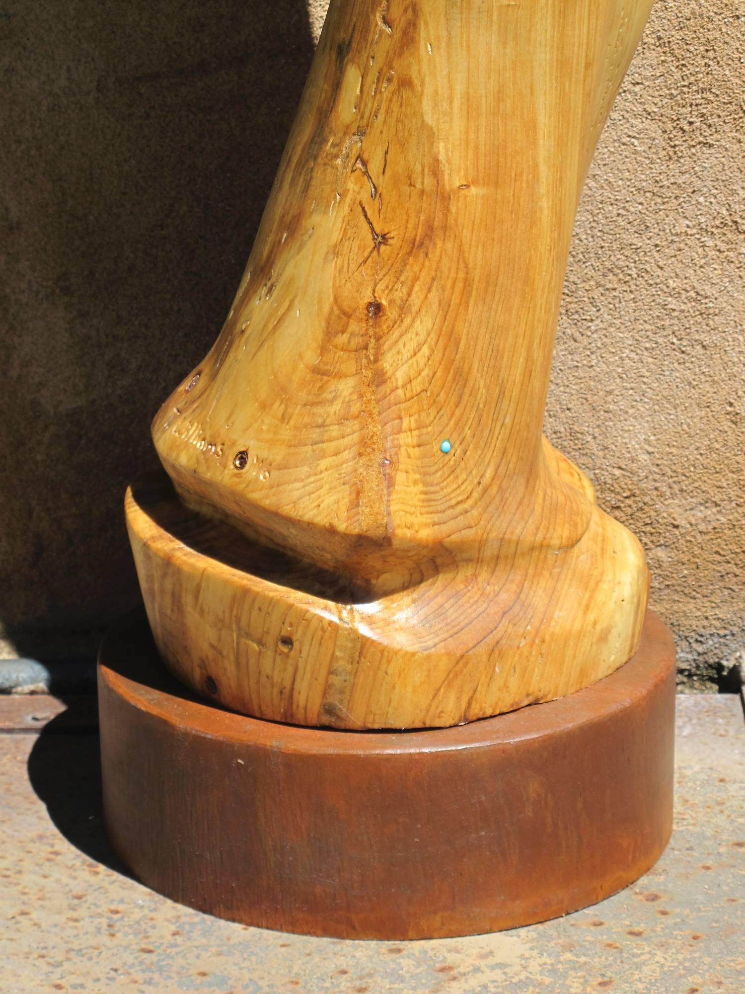 New Day by Troy Williams wood sculpture, female figure, Santa Fe artist For Sale 1