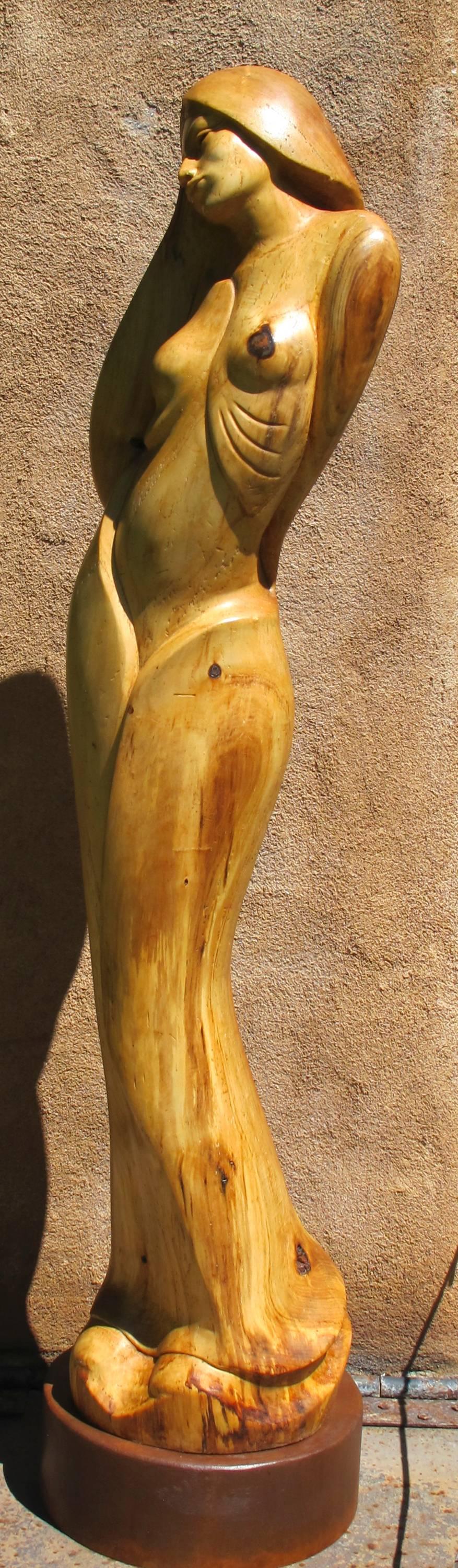 New Day by Troy Williams wood sculpture, female figure, Santa Fe artist  For Sale 2