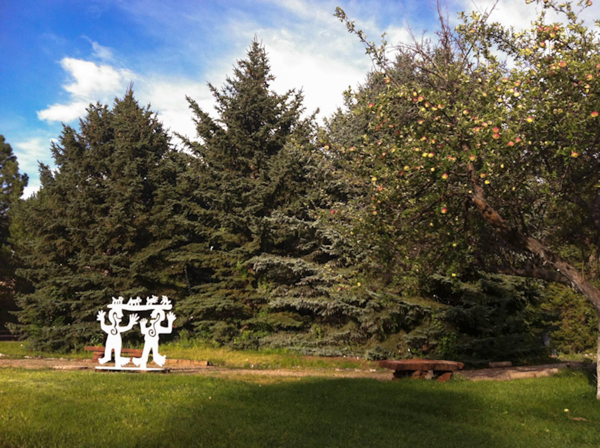 Two Minds Meeting, silver aluminum contemporary Native American sculpture Navajo - Black Abstract Sculpture by Melanie Yazzie